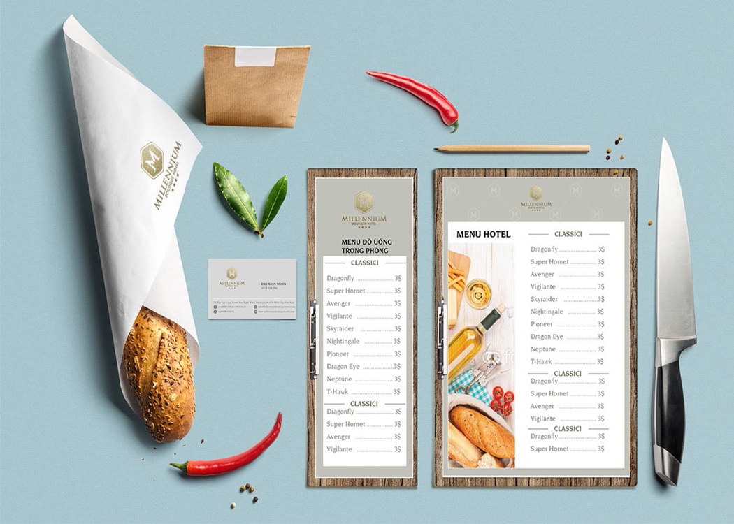 MILLENIUM - Thiết kế nhận diện thương hiệu khách sạn 4 sao Millenium Boutique Hotel